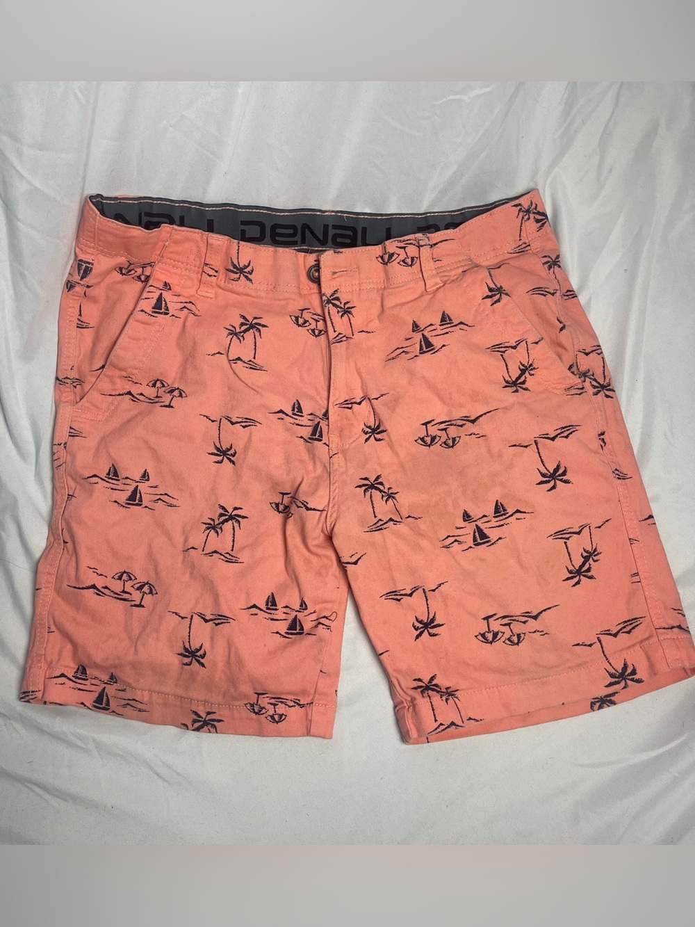 Coral Palm Tree Print Men's Shorts